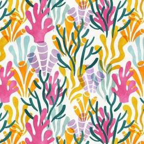 Coral Pattern - Seaside Pattern - Novelty Pattern - Nautical Pattern - Colorful - Bright Colors - Beach Theme