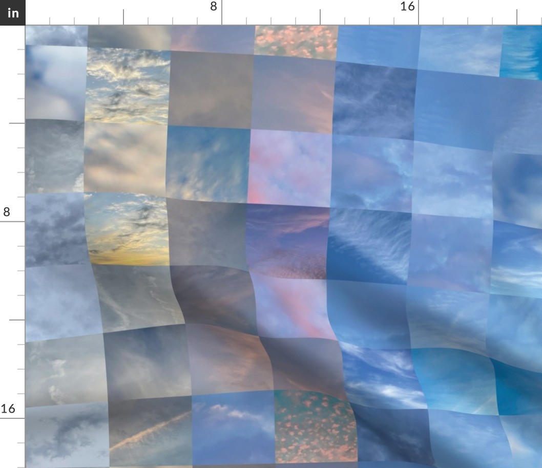 Sky Photo Mosaic Large Gradient Grid - Nature Photography - Blue Lavender Mother of Pearl