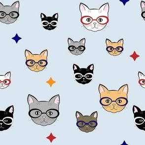 Cats in Glasses, blue