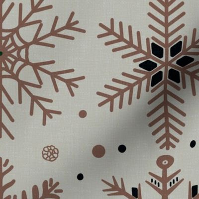Snowflakes - Black + Brown (Large)