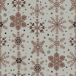 Snowflakes - Black + Brown (Large)