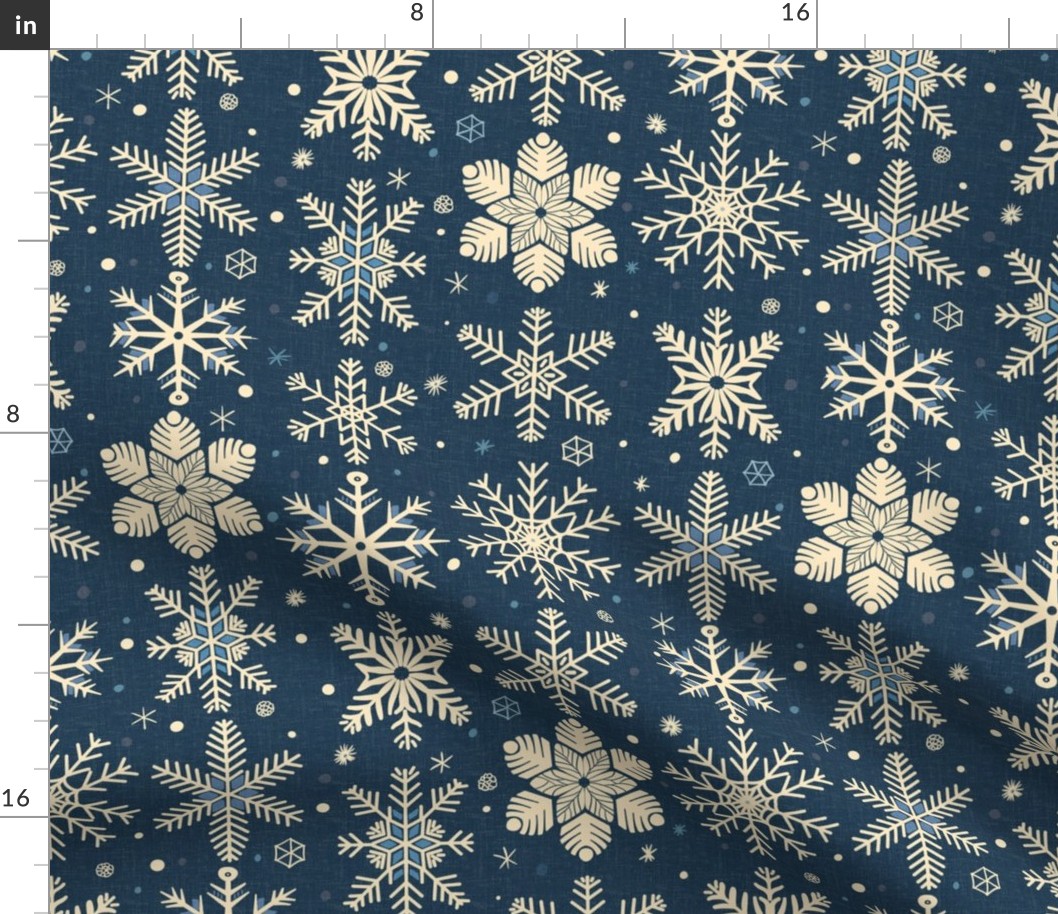 Snowflakes - Blue + Cream (Medium)