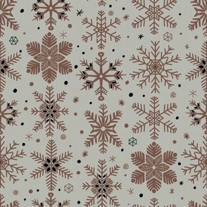 Snowflakes - Black + Brown ( Medium )
