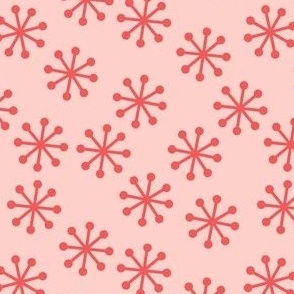 red snowflakes on pink background