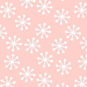 white snowflakes on pink background
