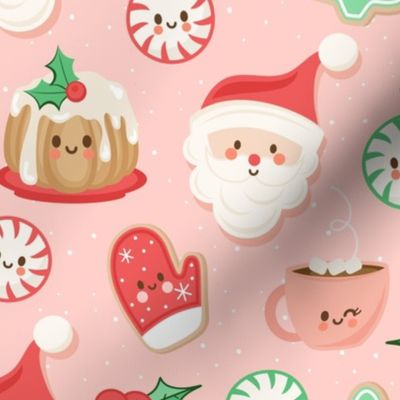 Kawaii Christmas on pink-10 inch