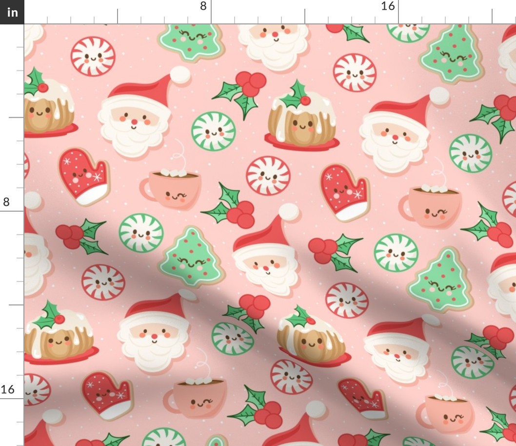 Kawaii Christmas on pink-10 inch