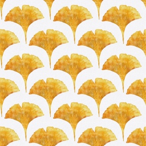 watercolor ginkgo leaf small - marigold color - watercolor orange botanical scallop