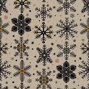 Snowflakes - Beige + Black + Orange (Small)