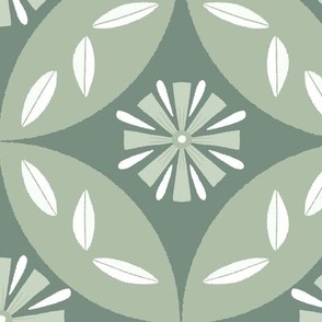 Floral Mosaic Tile | LG Scale | Monochromatic Greens