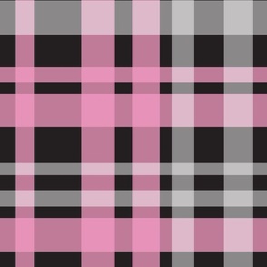 Plaid pink white top on black 12''