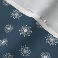 Scandinavian  Snowflakes, Navy blue,  Winter Christmas Holiday, small