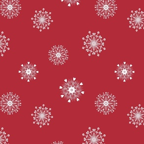 Scandinavian  Snowflakes, Crimson Red,  Winter Christmas Holiday, Large