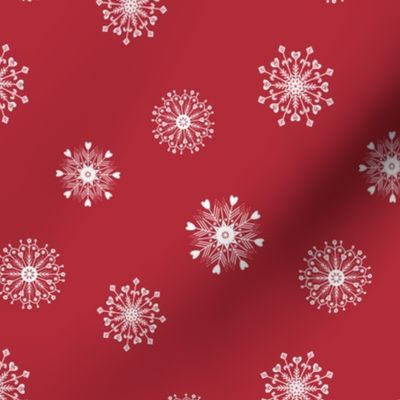 Scandinavian  Snowflakes, Crimson Red,  Winter Christmas Holiday, Medium
