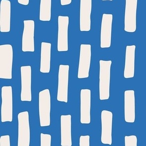 Large - Blue and white rectangle, dash, stripe, co-ordinate print
