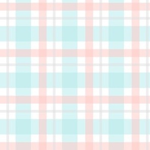 Coral, Seafoam & Silver Plaid 