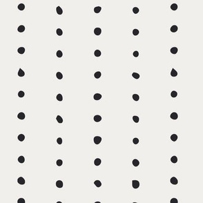 Vertical dots stripes | Large Scale | Linen White, charcoal black