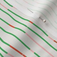 Medium - Christmas Stripes - modern Christmas stripe design - red, pink green, white