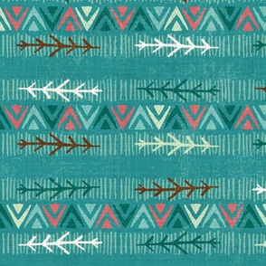 East West Winter Forest on Teal - XL