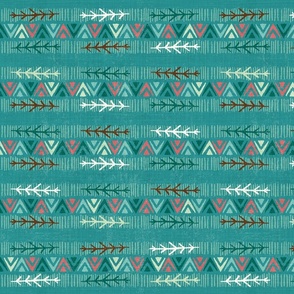 East West Winter Forest on Teal - Large