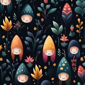 Whimsical Woodland Characters and Flowers