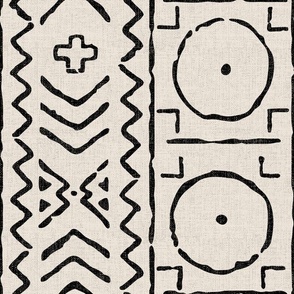 mud cloth motifs flax and black