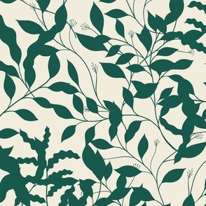 Merry Christmas Mistletoe Winter Greenery - Vanilla Cream & Forest Green