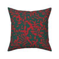 Merry Christmas Mistletoe Winter Greenery - Red Berry & Forest Green