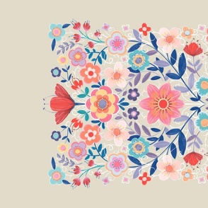 Colorful Wildflower Blossoms - on neutral cream