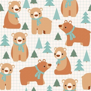 friendly bears in winter - caramel and mint