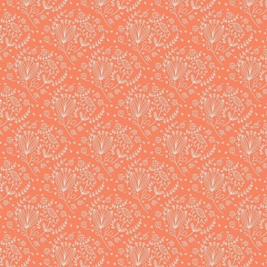 Floral line art on orange - peto