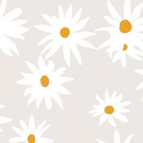 Jumbo Daphne Daisy - Linen Light Gray White and Yellow