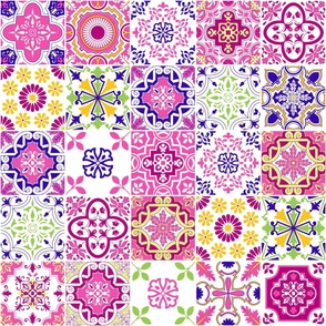 Spanish Tiles with a Pink and Blue