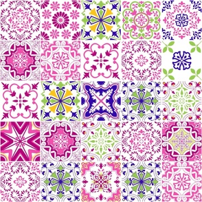 Whimsical Pink Azulejos Wallpaper