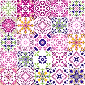 Pink Mediterranean Tiles Seamless Pattern