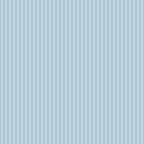 Sky Blue and White Half Inch French Provincial Winter Pin Stripes