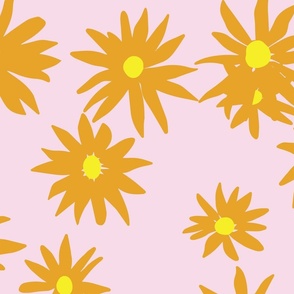 Jumbo Daphne Daisy - Light Pink Orange and Yellow