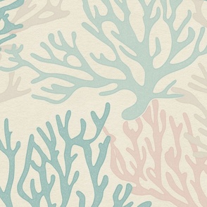 Seaside Coral Coastal Home Decor - Muted Coral Seafoam Green Natural and Sand