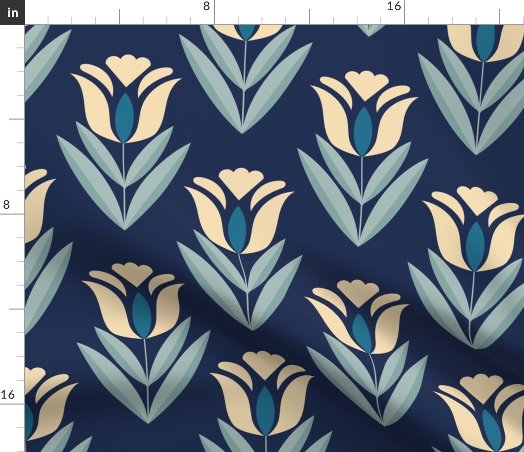geometric blue and white flowers 