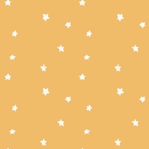 Tiny White Stars on Yellow Mustard Background