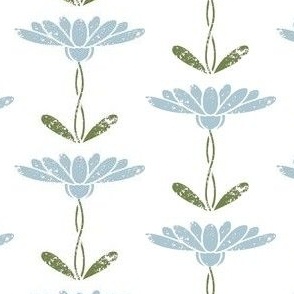 Jaipur Zinnia Block Print Blue Green on White