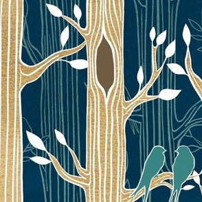 Woodland Poetry - Navy & Gold