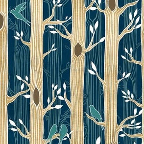 Woodland Poetry - Navy & Gold (Small)