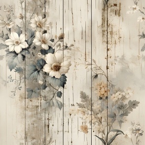 Neutral Distressed Victorian Floral - large