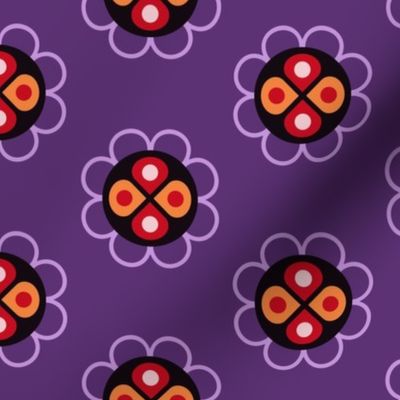 Abstract flowers on violet 