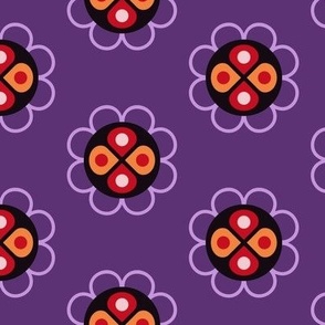 Abstract flowers on violet 