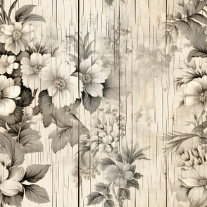 Ivory Distressed Victorian Floral - large