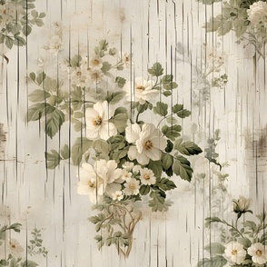 Ivory Distressed Victorian Floral - large