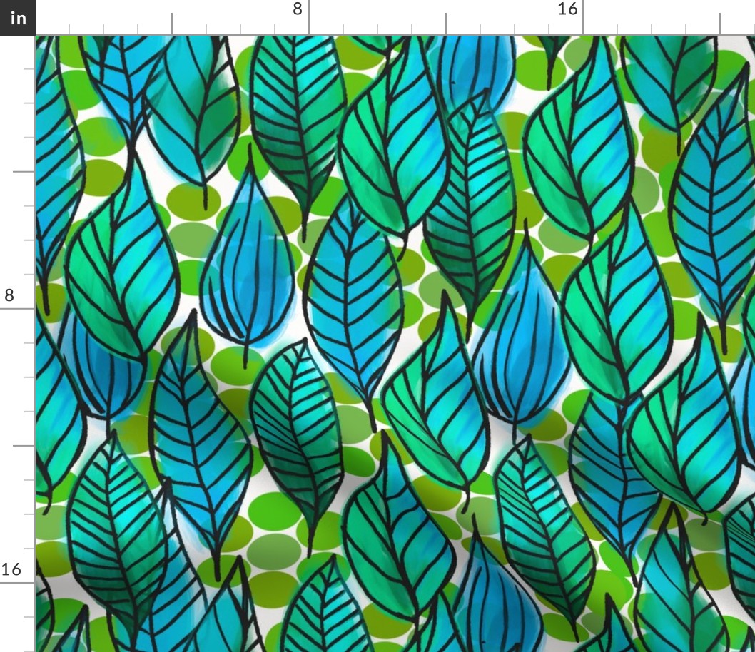 CT2514 Green Turquoise Waterfcolor Leafs