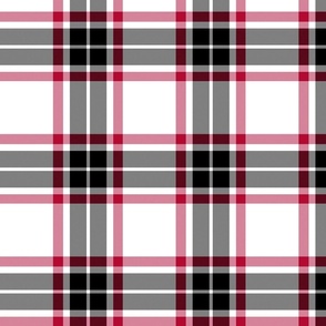 FS Large  Black Check Plaid with Red on White Background Team Colors